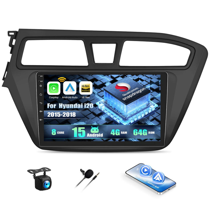 CAMECHO Android 15 Qualcomm Octa Core 4G+64G Autoradio für Hyundai i20 (2015-2018) mit Carplay Andro