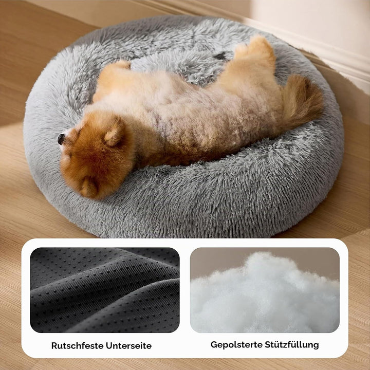 BEDSURE Hundebett waschbar Flauschiges Katzenbett - Ø 60 cm Katzenschlafplatz für Katzen und kleine