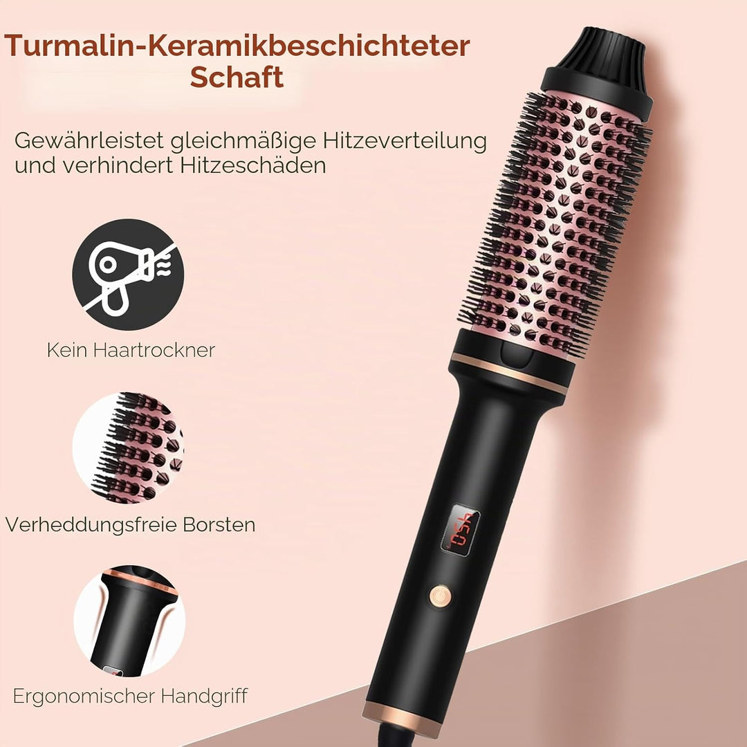Thermal Brush, 3 IN 1 Lockenbürste Wärmebürste, 38 mm Volumen Haar Kamm, Thermobürste Rundbürste 120