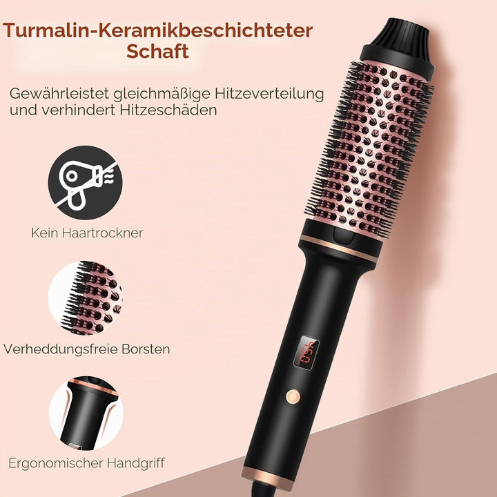 Thermal Brush, 3 IN 1 Lockenbürste Wärmebürste, 38 mm Volumen Haar Kamm, Thermobürste Rundbürste 120