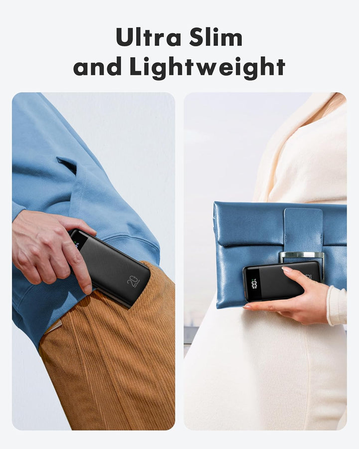 Charmast Powerbank mit integrierten Kabeln, 22,5 W 20000 mAh Powerbank Schnellladung, tragbares Lade