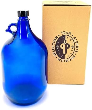 2X Glasballon blau 5 Liter, Henkelflasche aus Blauglas inkl. Handschraubverschluss PP35 (VPE 2 Stück