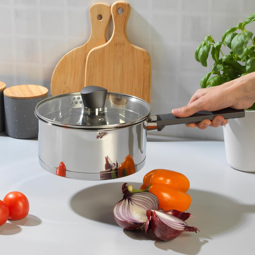 Russell Hobbs RH01164EU Excellence 20cm Stielkasserolle, 2.5L stieltopf mit Glasdeckel, hochglanzpol