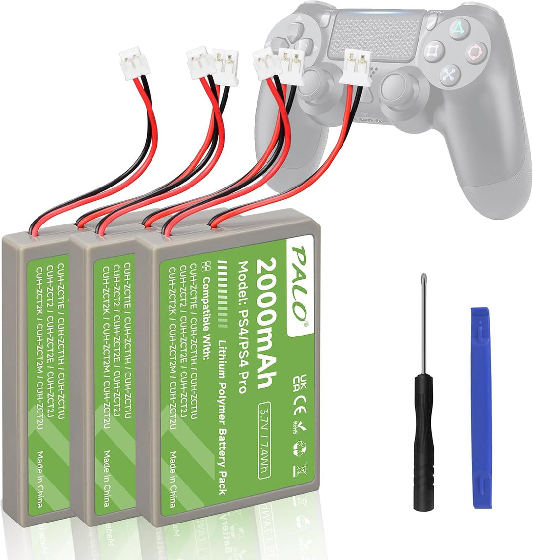 PS4 Akku 2000mAh Ersatz für Sony PS4/PS4 Pro/PS4 Slim PS4 Dualshock 4 Controller CUH-ZCT1E CUH-ZCT1H