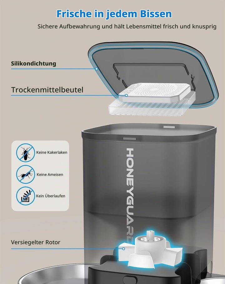 Futterautomat für 2 Katzen und Hunde mit APP, 5G WLAN Katzen Futterautomaten und Timer, 5L Automatis