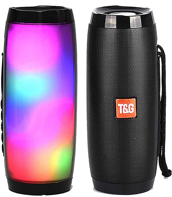 Bluetooth-Lautsprecher mit LED-Licht, RGB, wiederaufladbar, 10 W, Lautsprecher, WLAN, Radio (schwarz