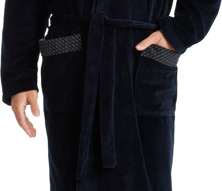 LEVERIE eleganter und kuschelweicher Bademantel (Made in EU) Saunamantel für Herren mit edlem Revers