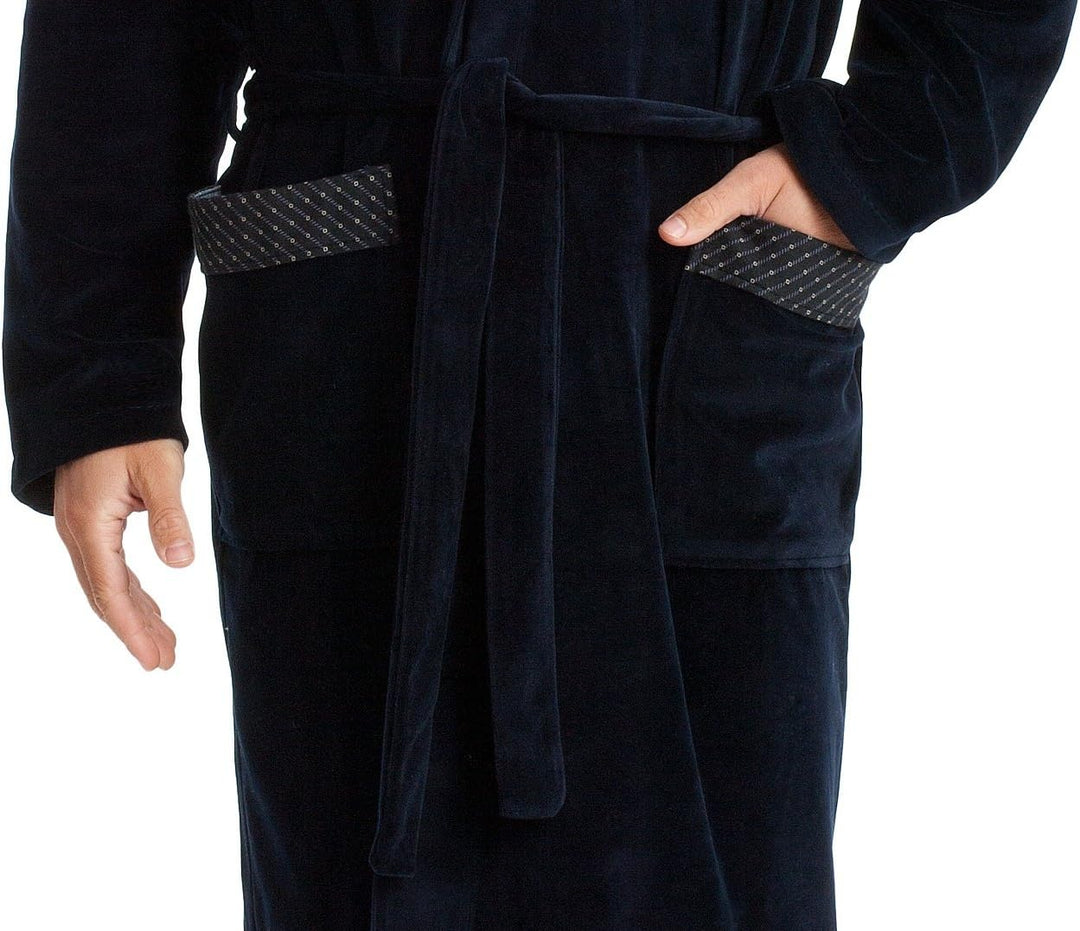 LEVERIE eleganter und kuschelweicher Bademantel (Made in EU) Saunamantel für Herren mit edlem Revers