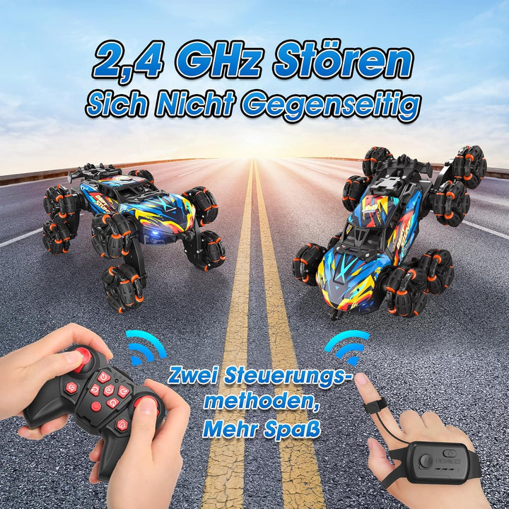 Ferngesteuertes Auto, Ferngesteuertes Auto ab 3 4 5 6 7 8 9 10 Jahre, 8WD RC Stunt Auto mit Handsteu