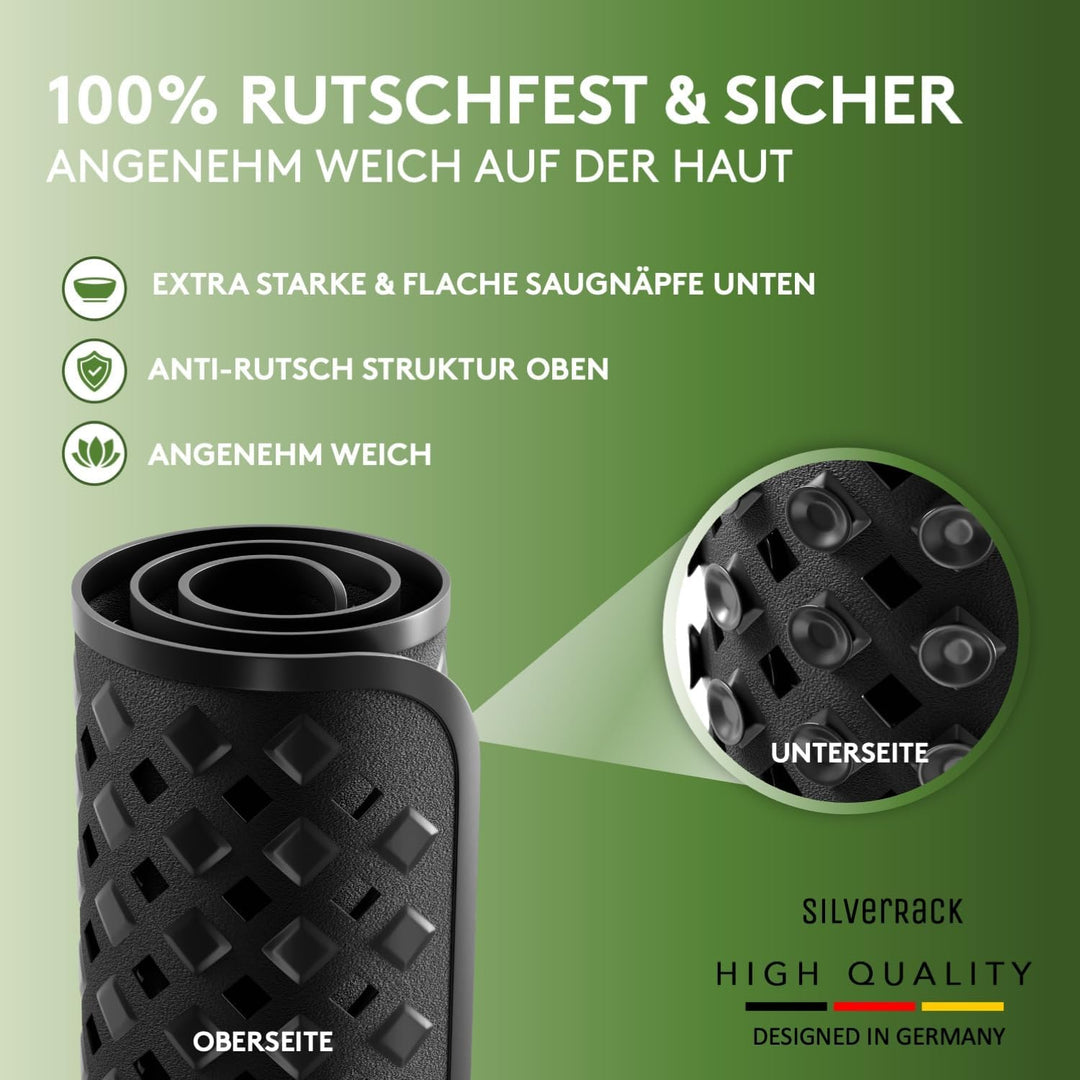SilverRack Badewannenmatte 88x40 cm (Schwarz RAUTEN) - Antirutschmatte Badewanne BPA frei für Kinder