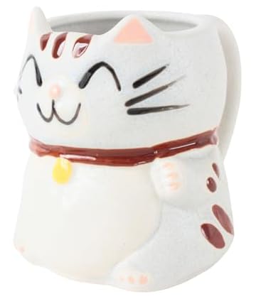 Mino ware Tasse, japanische Keramik, Manekineko-Katze, hergestellt in Japan (Japan-Import), Babyblau