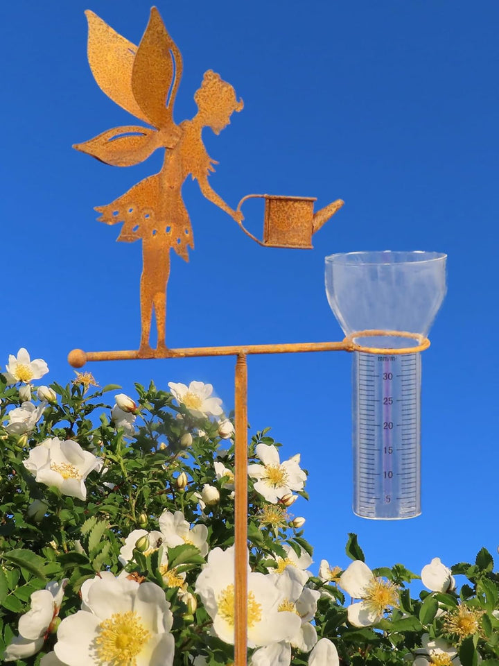 Pommerntraum ® | Regenmesser Niederschlagsmesser Pluviometer Edelrost Wetterstation Gartendeko Garte