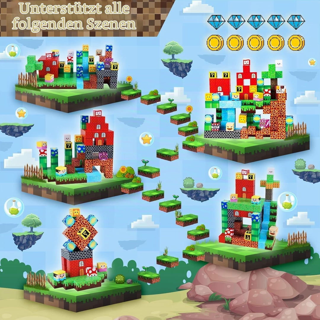 Magnetische Bausteine 150 Stück Magnetbausteine für Kinder Bauen Deine Abenteuerspiel Castle STEM Mo