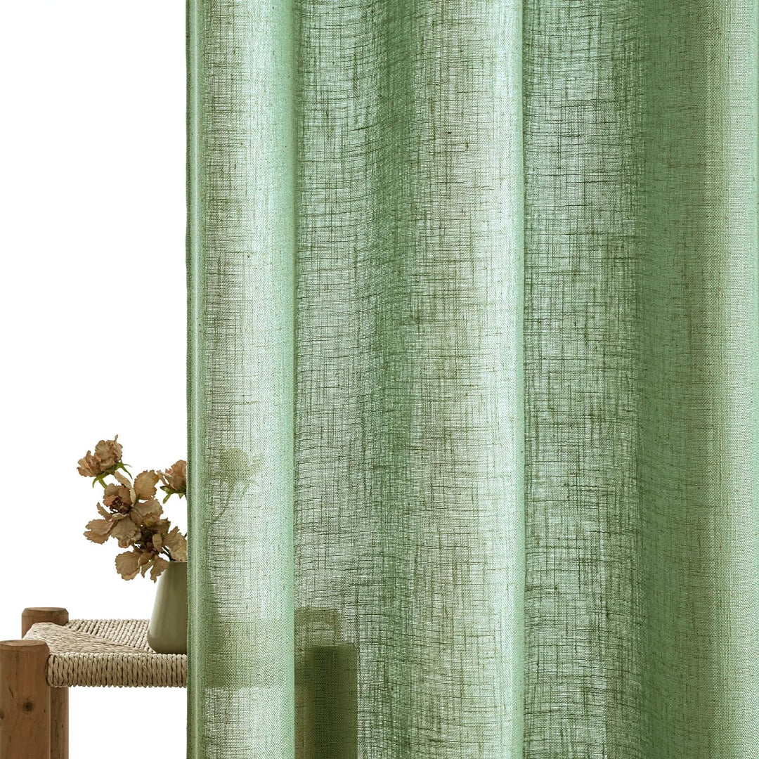 EMEMA Gardinen Vorhänge Leinenvorhang mit Ösen Voile Vorhang Leinenoptik Modern Halbtransparent für