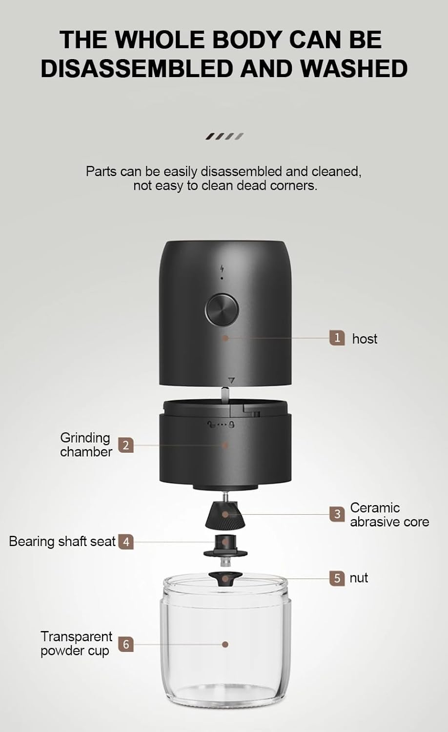 Kaffeemühle, USB Wiederaufladbare Elektrische Kaffeemühle mit Keramik Kegelmahlwerk Tragbare Elektri