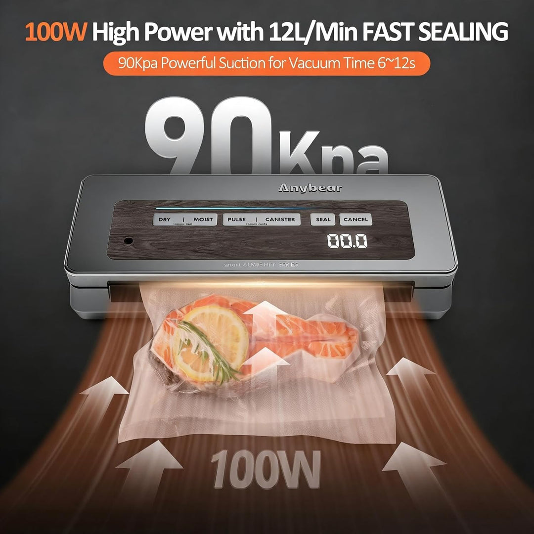 Vakuumiergerät, 90 kPa, 100 W, leistungsstarke breite Versiegelung, Lebensmittelaufbewahrung, eingeb