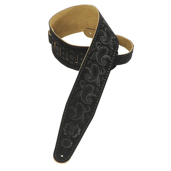 Levy's Leathers Pms44t03-blk Gitarrengurt aus Wildleder, Paisleymuster, 7,6 cm, Schwarz, Schwarz