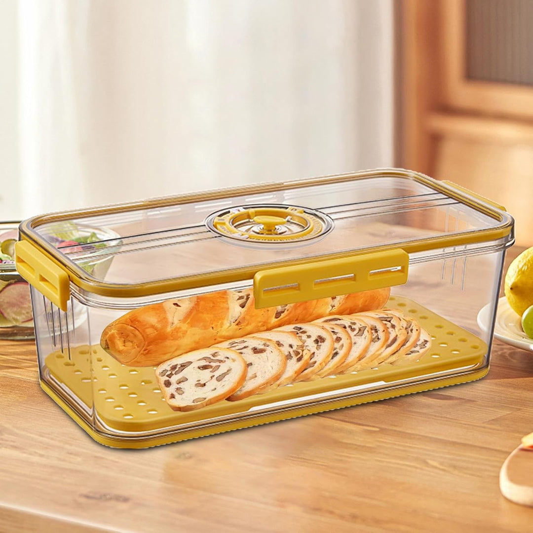 Brotbox mit Zeitaufzeichnung, 32,5 x 17,5 x 11 cm, Brotbehälter mit Luftventil, ABS-Brothalter für B