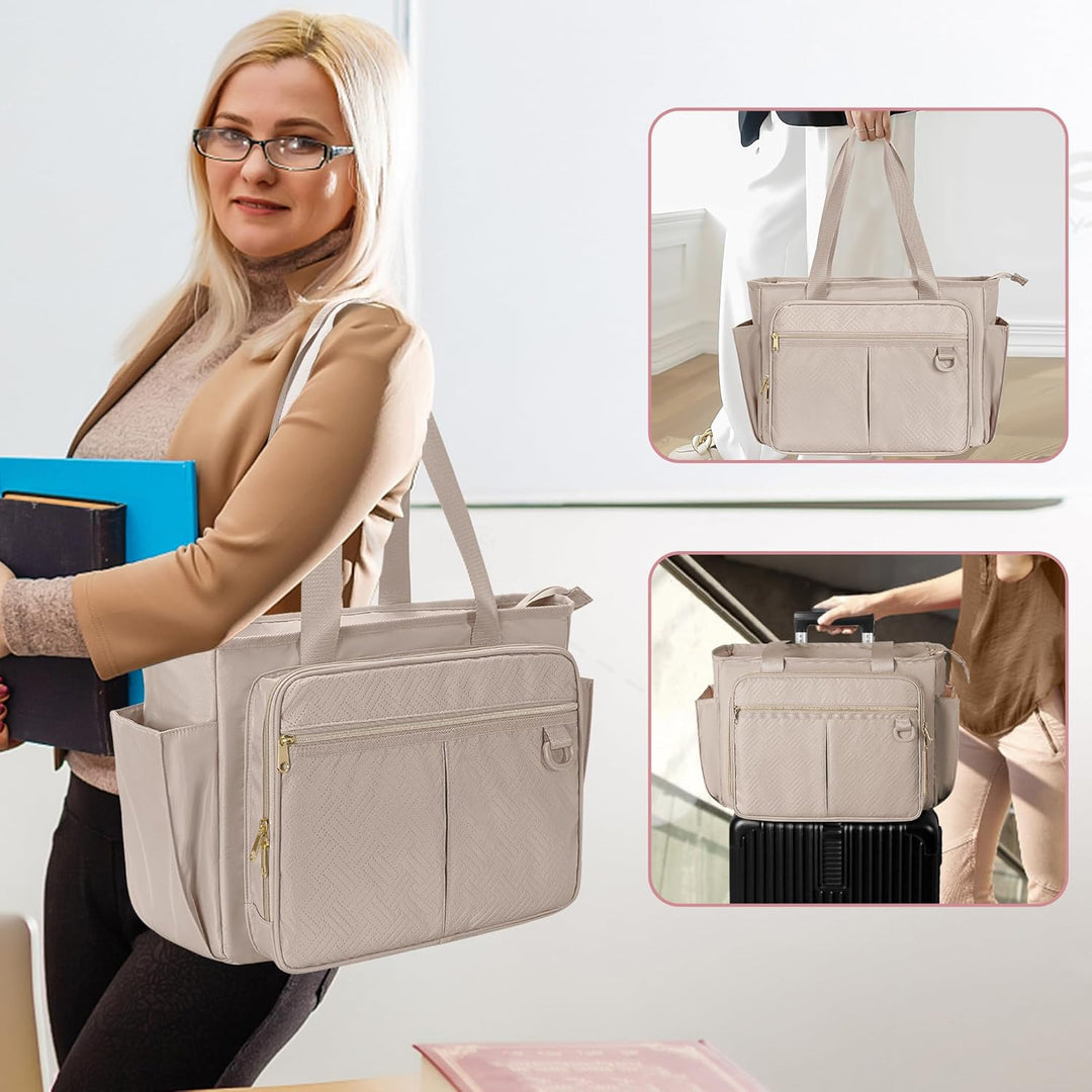 Tragetasche für Lehrer mit Akkordeon-Aktenfach, grosse Arbeitstasche für Lehrerinnen für Frauen, Kam
