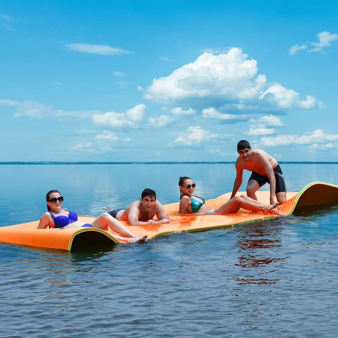 GOPLUS 350 × 183cm Wasserhängematte, Aufrollbare Schwimmmatte für 4-6 Personen, Schwimmende Wasserma