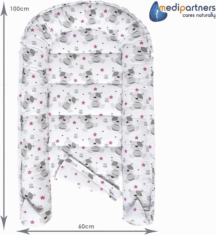 Medi Partners Babynest Kuschelnest Babynestchen 100% Baumwolle Nestchen Reisebett für Babys Säugling