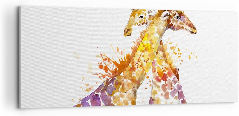 Wandbilder Dekoration Wohnzimmer Giraffen Tiere Kinder Safari Panorama Bilder auf Leinwand 120x50cm