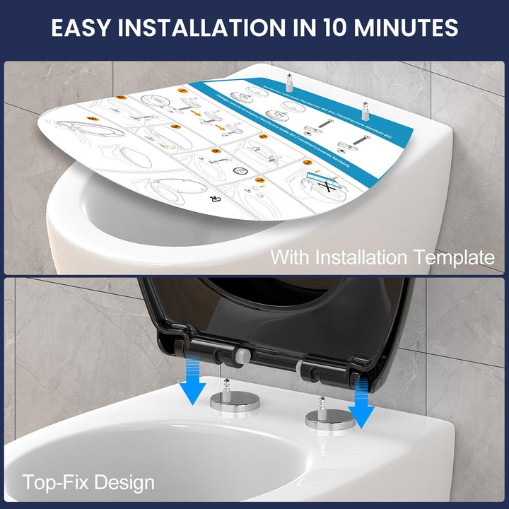 YEAUPE PRO Toilettendeckel mit Absenkautomatik O Form, WC-Sitz mit Quick-Release-Funktion und Softcl