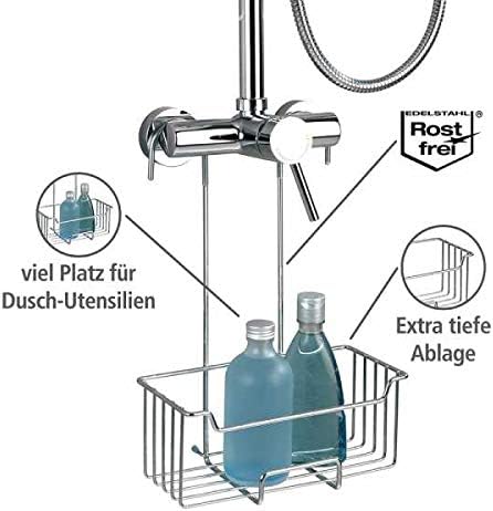 WENKO Thermostat-Dusch-Caddy Mod. Milo, Duschregal zum Hängen an die Armatur, Ablage aus Edelstahl (