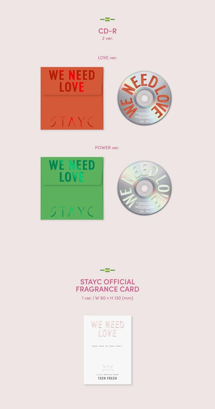 Dreamus STAYC - WE NEED LOVE 3rd Einzelalbum + gefaltetes Poster (POWER VER.), 171 x 171 mm (L200002