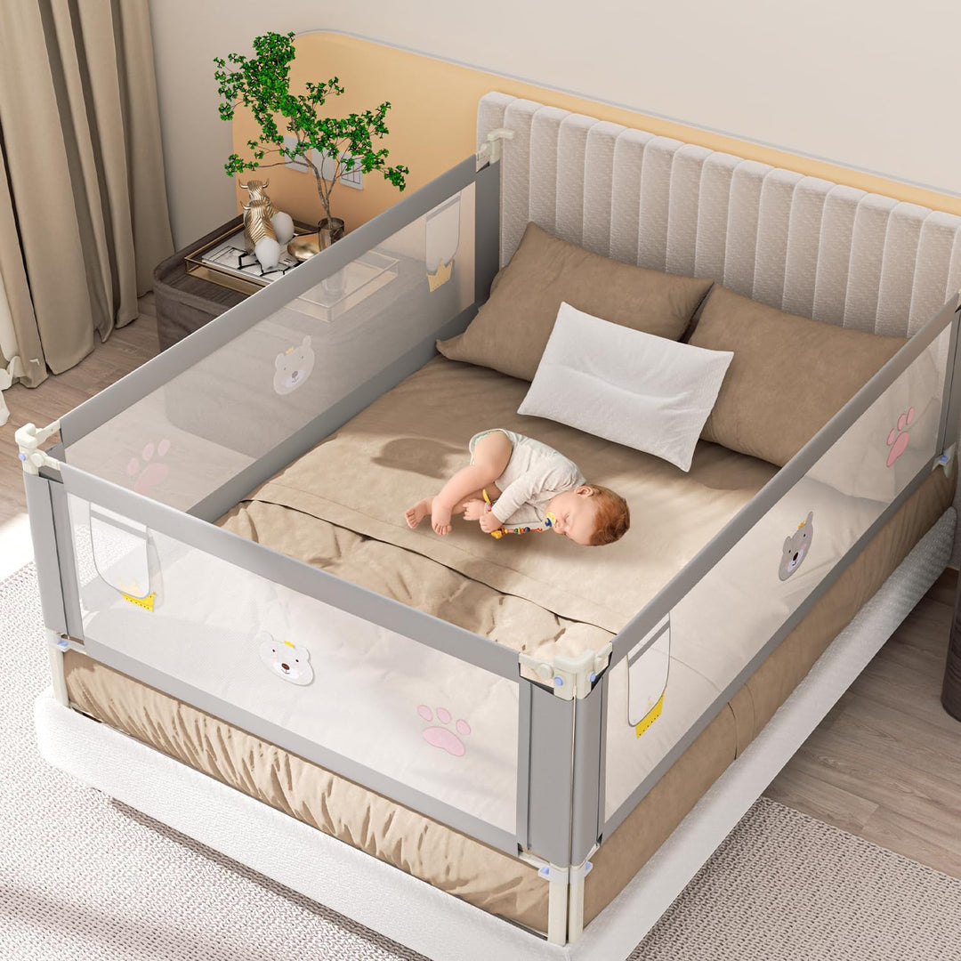 Cecaylie Bettgitter 150cm, Höhenverstellbar 70-98 cm, Rausfallschutz Bett für Kinder, Babybettgitter