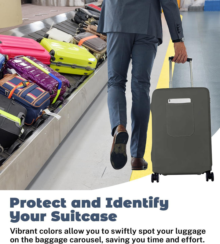 Morbuy Elastisch Kofferschutzhülle, Gross Kofferhülle Grau mit Reissverschluss, Suitcase Luggage Cov