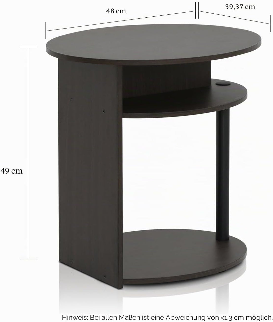 Furinno JAYA Ovaler Beistelltisch mit moderen Design, holz, Walnuss/Schwarz, 39.37 x 39.37 x 49.02 c