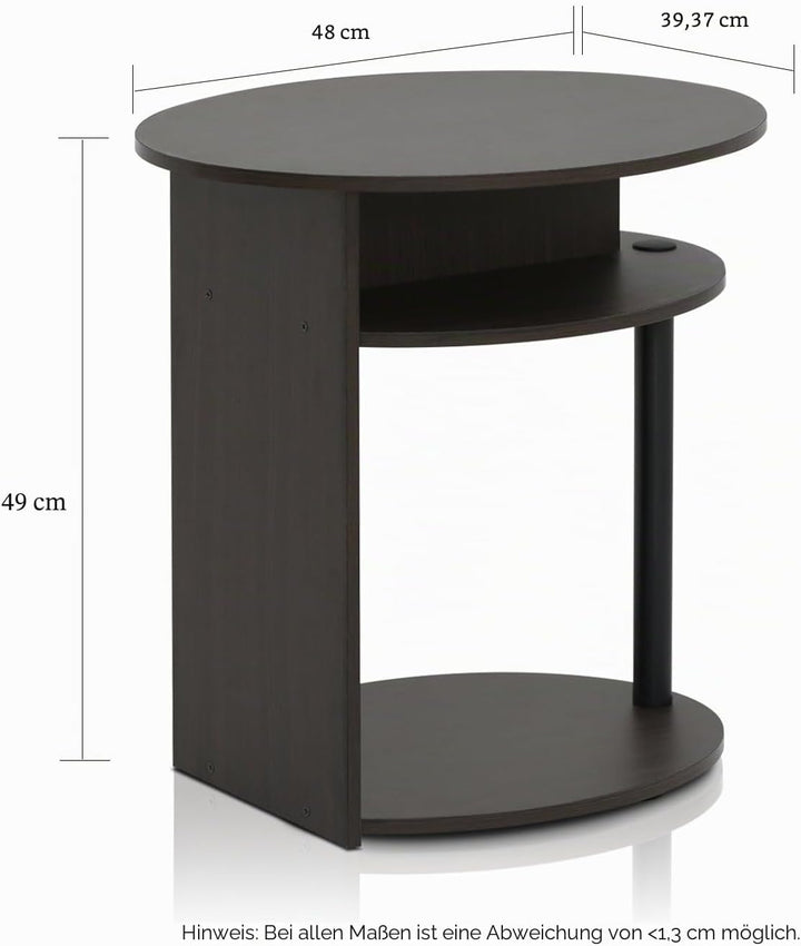 Furinno JAYA Ovaler Beistelltisch mit moderen Design, holz, Walnuss/Schwarz, 39.37 x 39.37 x 49.02 c