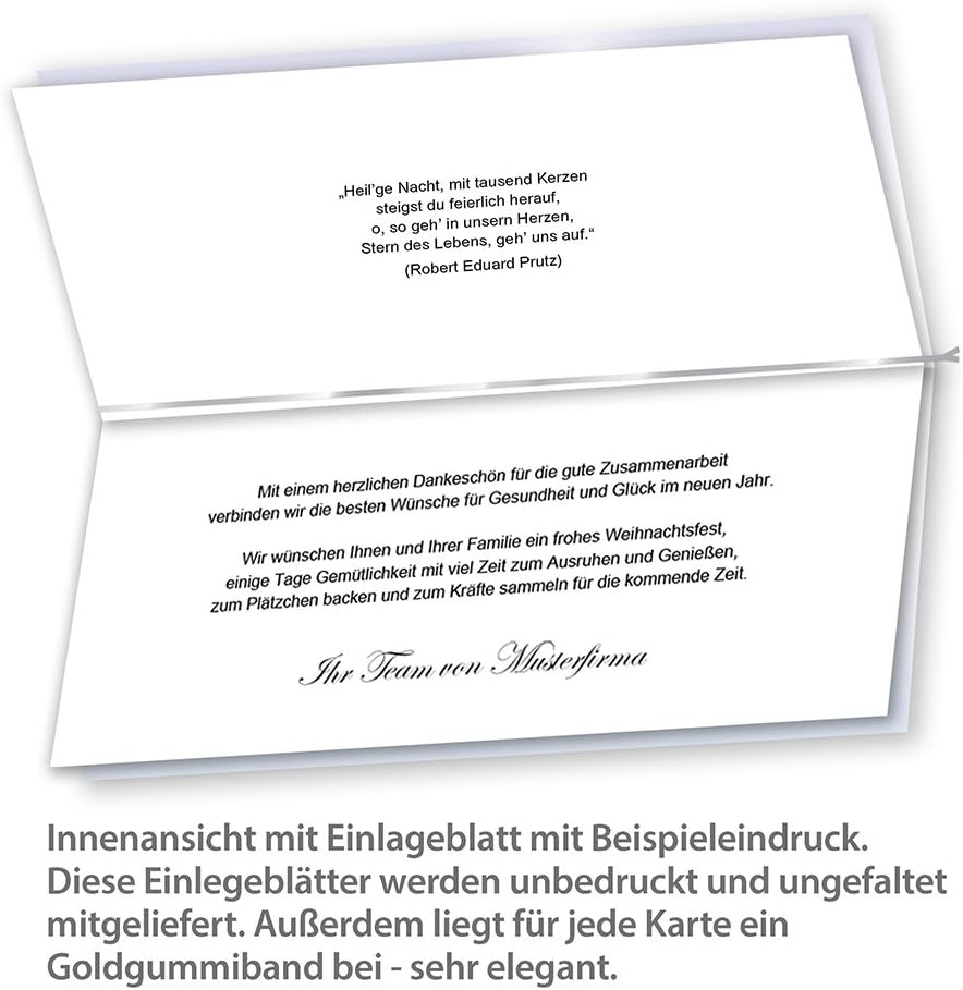 Weisse Weihnachten Weihnachtskarten Set (50 Sets) mit Umschlag und mit Einlegeblätter Einleger zum b