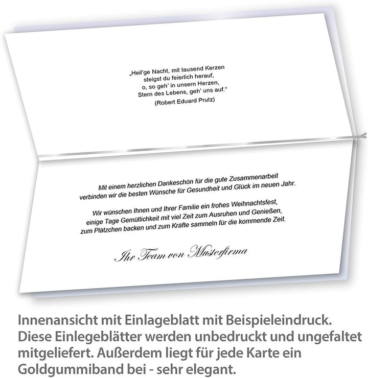 tatmotive Weisse Weihnachten Weihnachtskarten Set (25 Sets) mit Umschlag und mit Einlegeblätter Einl