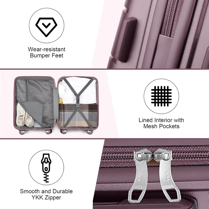 Sea choice Kofferset Handgepäck Hartschalen Trolley Koffer mit Beautycase Leichtgewicht Polypropylen