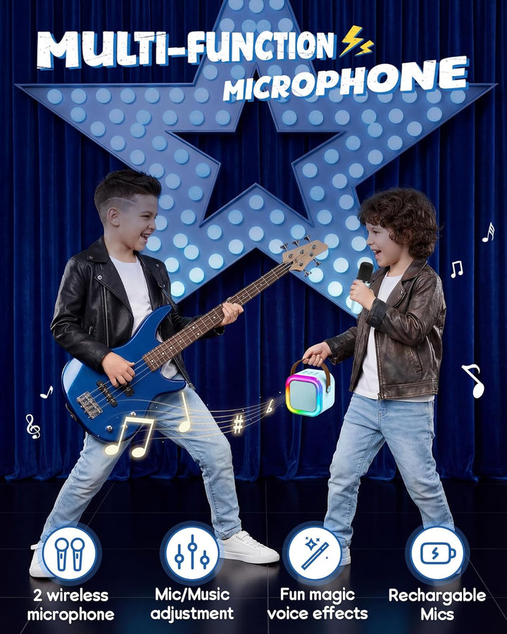 Karaoke Maschine mit 2 Karaoke Mikrofonen, Karaoke Maschine Kinder mit Mikrofon Mädchen Geschenke Sp