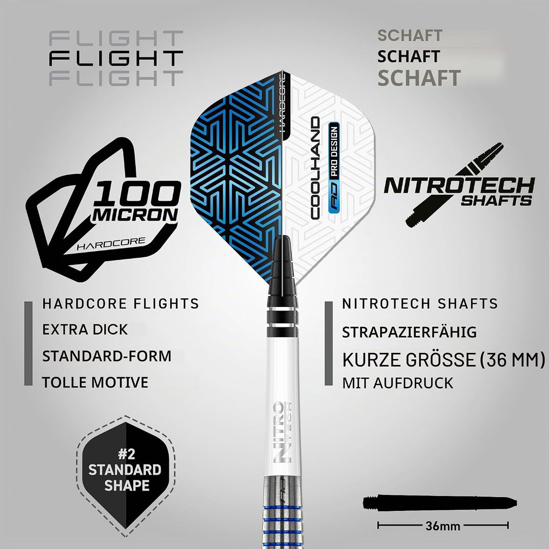 RED DRAGON Luke Humphries TX Serie Premium Wolfram Steeltip Dart Set mit Flüge und Schäften 24 g 3,
