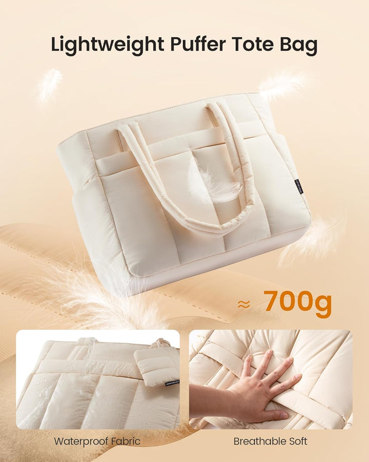 LOVEVOOK Handtasche Damen Shopper Tasche Gross, Leicht Arbeitstasche Puffer Tote Bag mit Reissversch