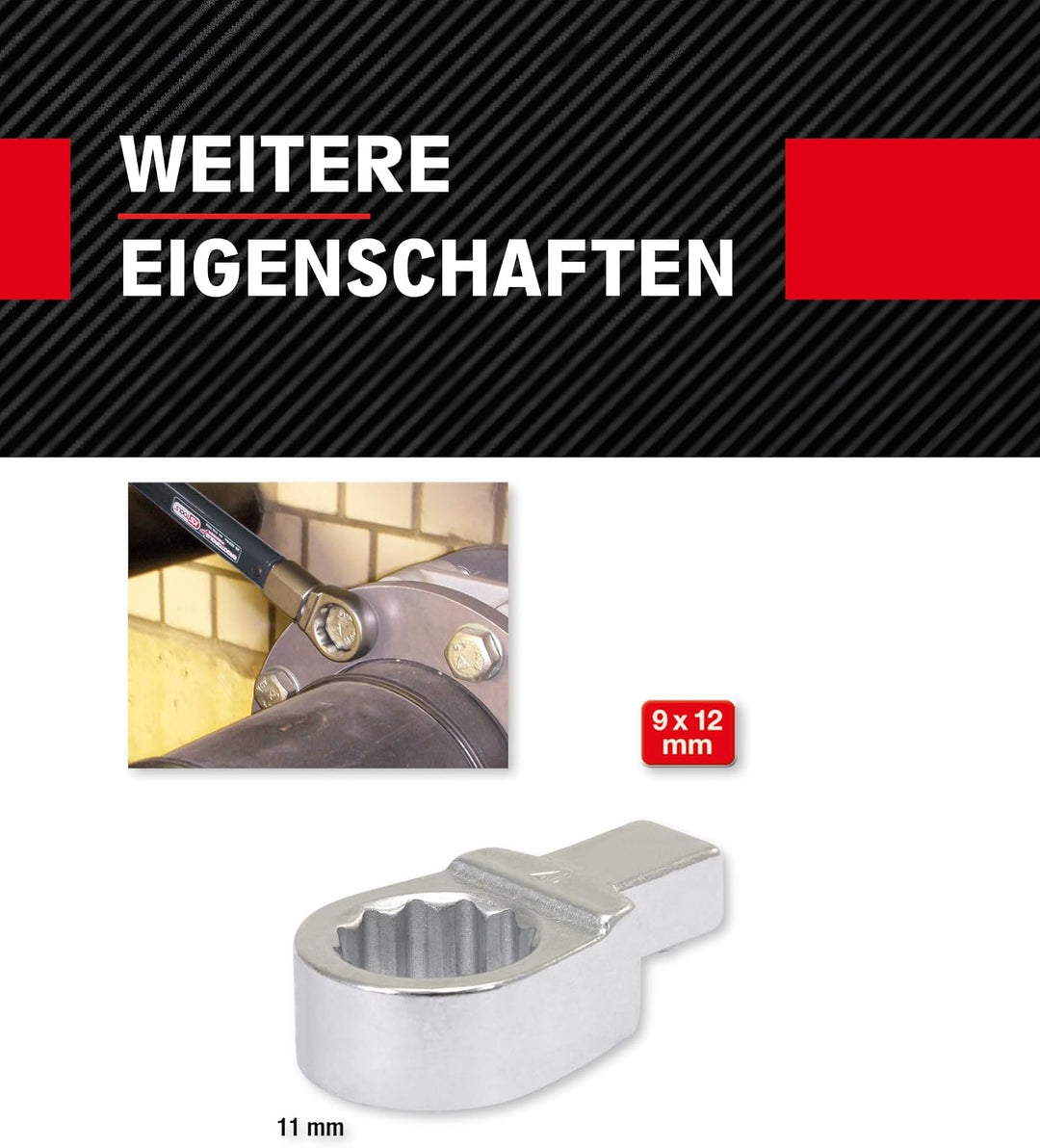 KS Tools Einsteck-Ringschlüssel 9x12mm 516.2311 11mm I Ringschlüssel mit Stiftsicherung I Verchromt