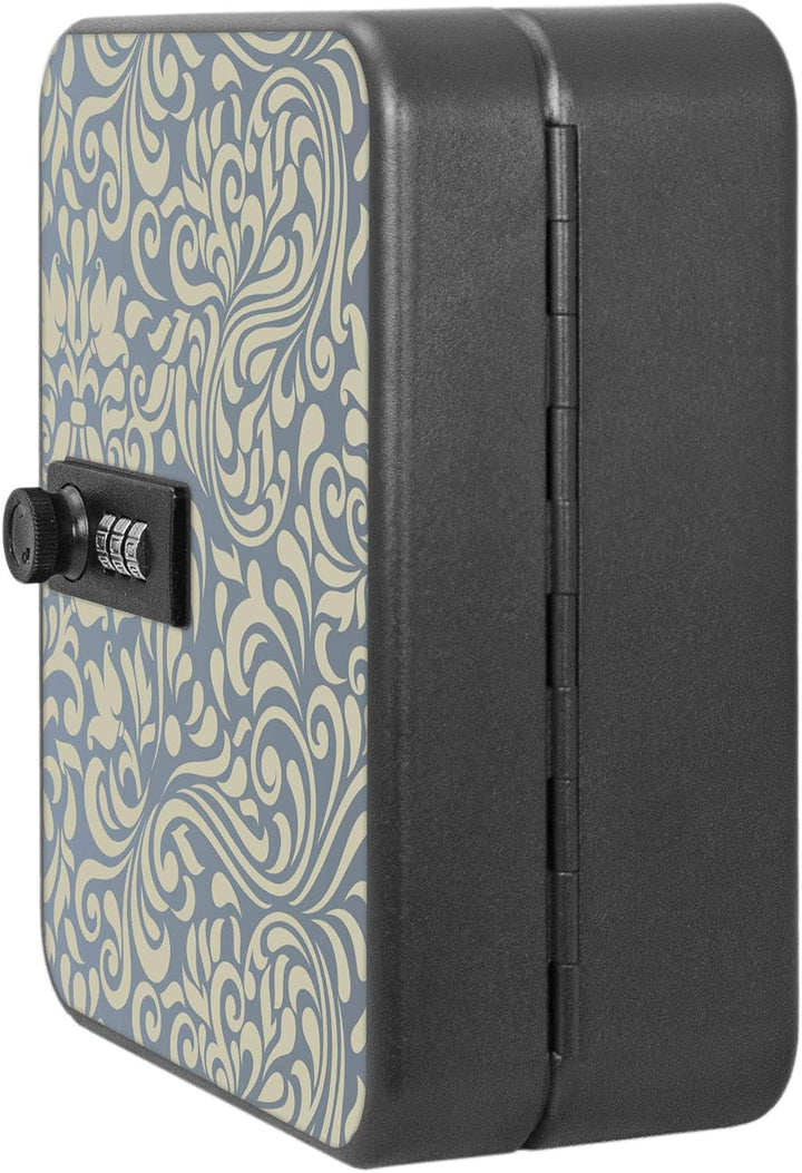 banjado® Burg-Wächter® abschliessbarer Schlüsselkasten mit Motiv Blaues Ornament für 20 Schlüssel -