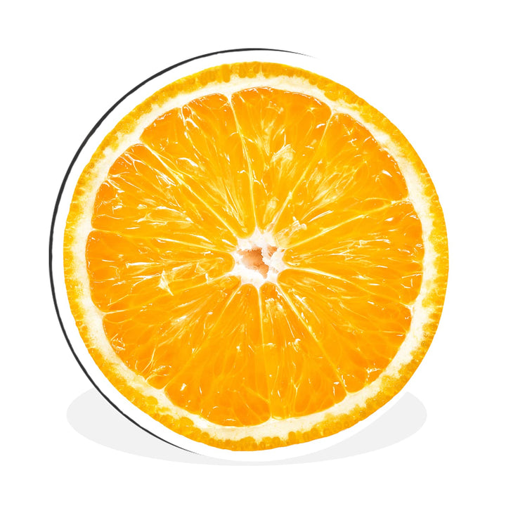 MuchoWow Wandbild Rund Wanddeko Deko Wohnzimmer Bilder 30x30 cm Orange - Obst - Weiss, 30x30 cm