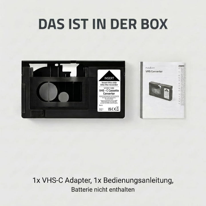 Nedis VHS-Konverter - Konvertierung: VHS-C auf VHS - Plug & Play - Schwarz