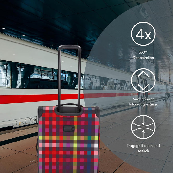 Reisetrolley SoftLITE 4w | Koffer aus strapazierfähigem Polyester | Leichter Trolley mit Vier Doppel