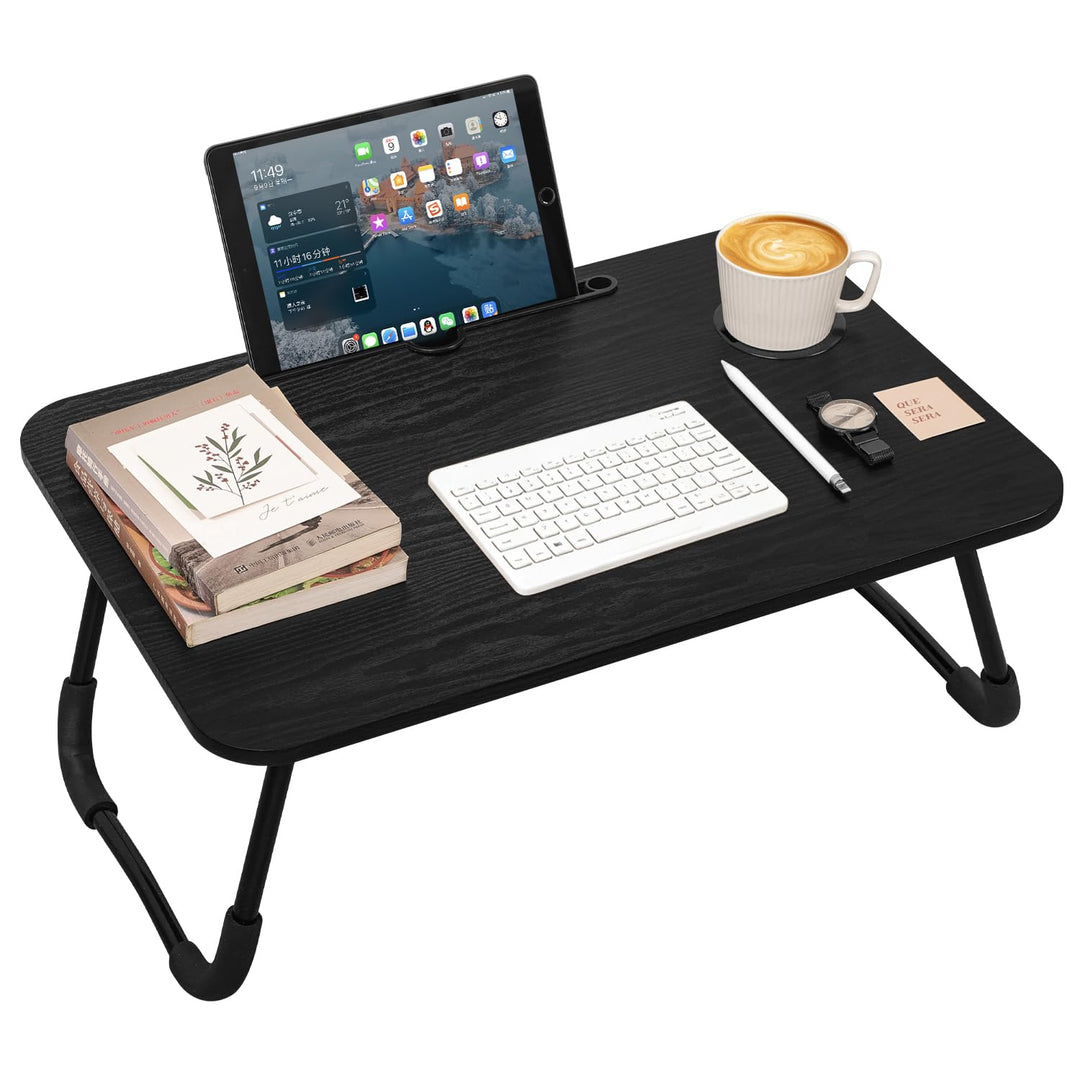 Schwarze Laptop-Schreibtische für Erwachsene Holz-Laptop-Computerständer Tische Klappbarer Lap-Bed-T