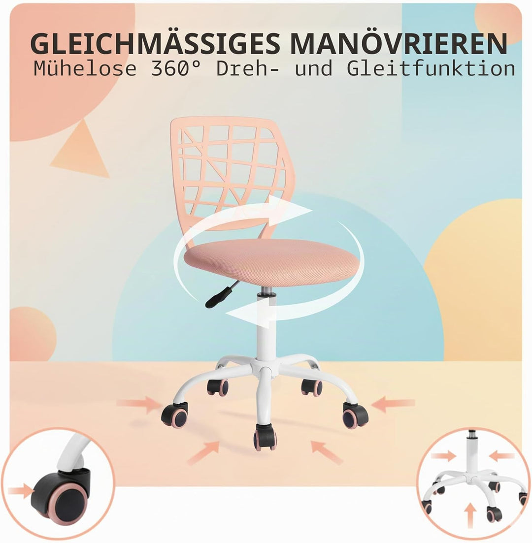 FurnitureR Bürostuhl Schreibtischstuhl Höhenverstellbar Stoffsitz Ergonomischer Arbeitsstuhl ohne Ar