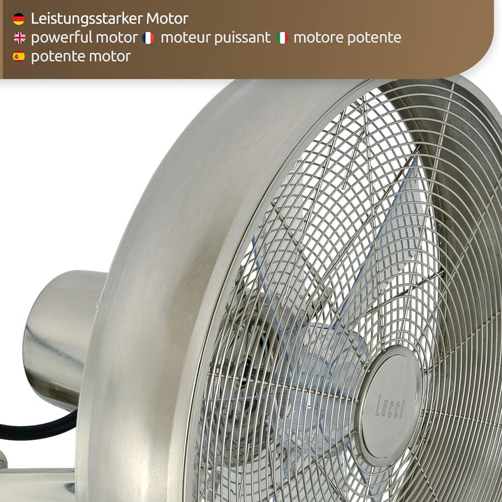 LUCCI AIR 213126EU Breeze Wandventilator mit Fernbedienung, Stahl, Stahl