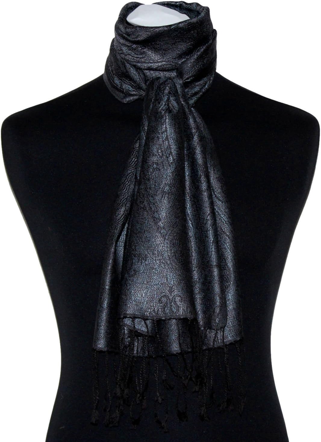 Lorenzo Cana - Damen Seidenschal Schal 100% Seide jacquard gewebt harmonische Farben mit Fransen 35