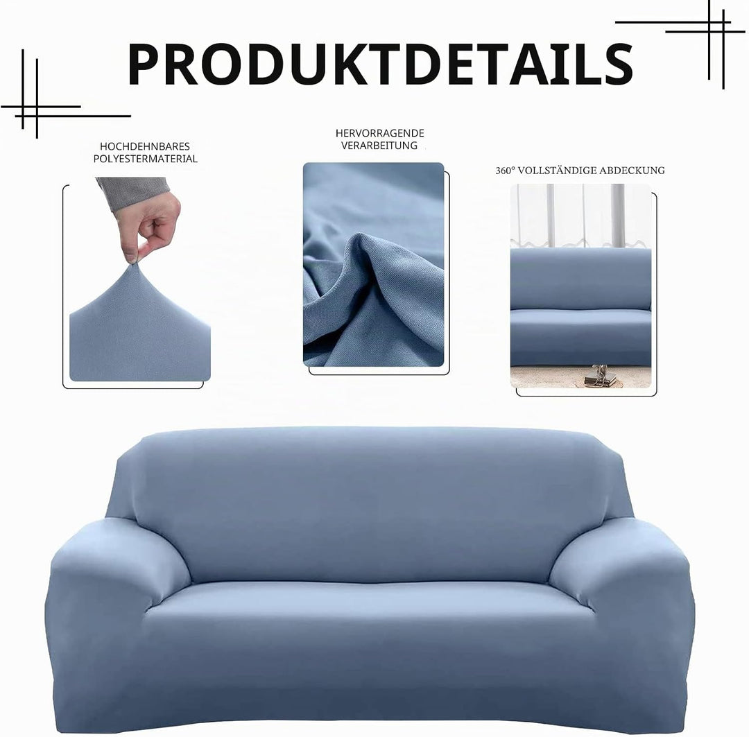Lydevo Sofabezug 3 Sitzer Stretch Sofahusse Elastischer Sofabezug Spandex Sofa Überzug mit 2 Kissenb