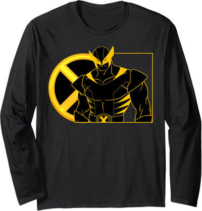 Marvel X-Men Wolverine Line Art Portrait Langarmshirt